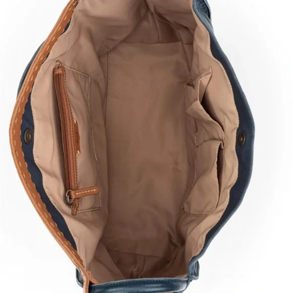 Los Feliz , the Sak Elegant Blue Leather Shoulder tote bag. - Picture 9 of 13